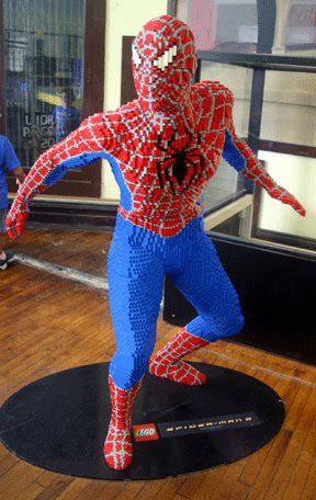spiderman lego sculpture